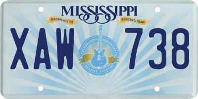 MS license plate XAW738