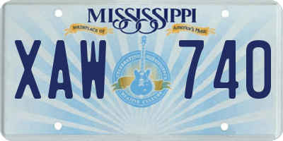 MS license plate XAW740