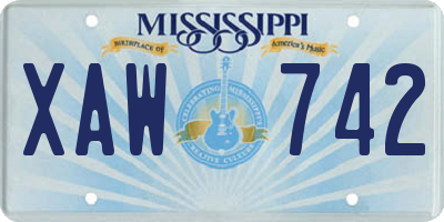 MS license plate XAW742