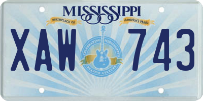 MS license plate XAW743