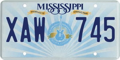 MS license plate XAW745