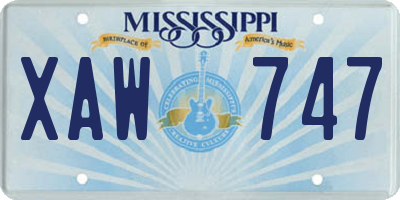 MS license plate XAW747
