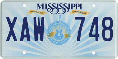 MS license plate XAW748