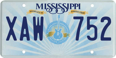 MS license plate XAW752