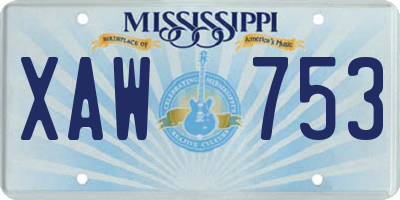 MS license plate XAW753