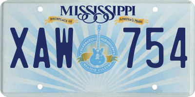 MS license plate XAW754