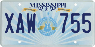 MS license plate XAW755