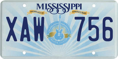 MS license plate XAW756