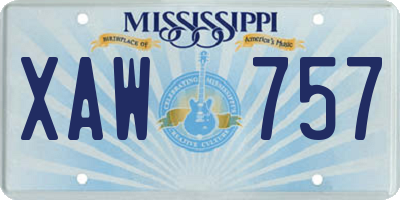 MS license plate XAW757