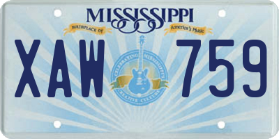 MS license plate XAW759