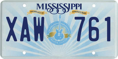 MS license plate XAW761