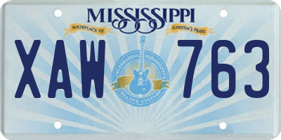 MS license plate XAW763