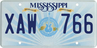 MS license plate XAW766