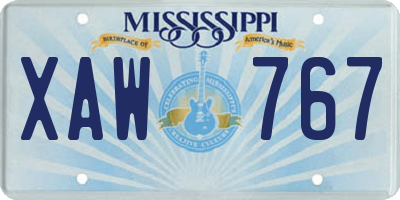 MS license plate XAW767