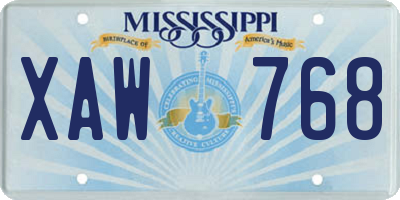 MS license plate XAW768
