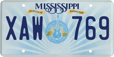 MS license plate XAW769