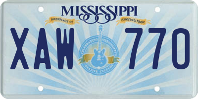 MS license plate XAW770