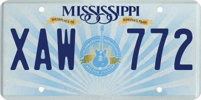 MS license plate XAW772