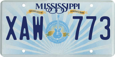 MS license plate XAW773