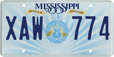 MS license plate XAW774