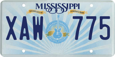 MS license plate XAW775