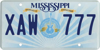 MS license plate XAW777