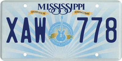 MS license plate XAW778