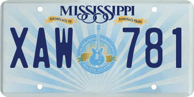 MS license plate XAW781