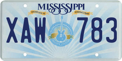 MS license plate XAW783