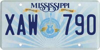 MS license plate XAW790