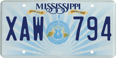 MS license plate XAW794