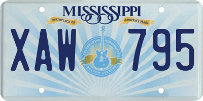 MS license plate XAW795