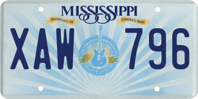 MS license plate XAW796