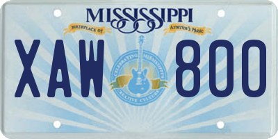 MS license plate XAW800