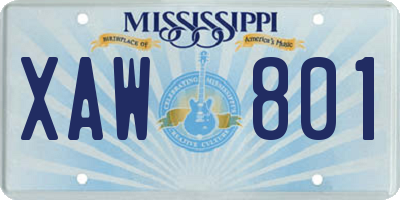 MS license plate XAW801