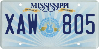 MS license plate XAW805