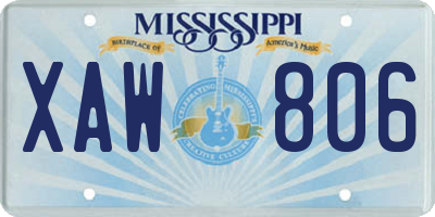MS license plate XAW806