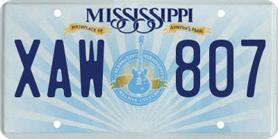MS license plate XAW807