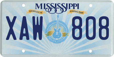 MS license plate XAW808