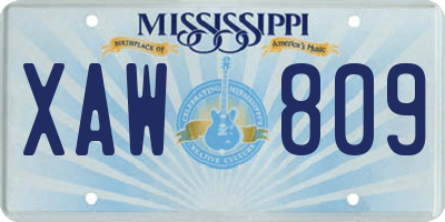 MS license plate XAW809