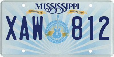 MS license plate XAW812