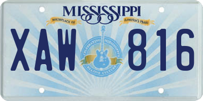 MS license plate XAW816