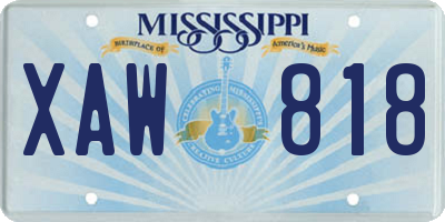 MS license plate XAW818