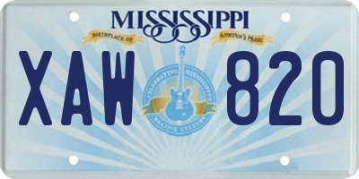 MS license plate XAW820