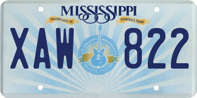 MS license plate XAW822