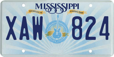 MS license plate XAW824