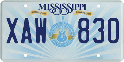 MS license plate XAW830