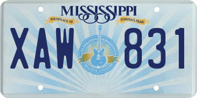 MS license plate XAW831