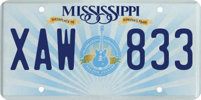 MS license plate XAW833