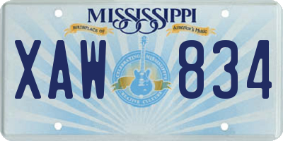 MS license plate XAW834